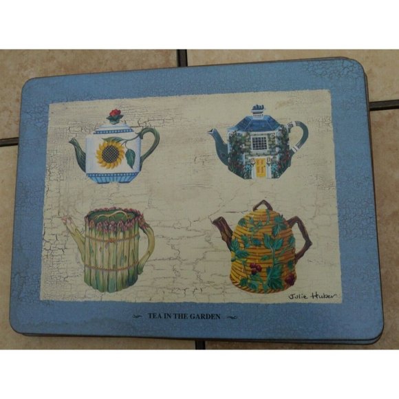 Pimpernel Placemats Tea in the Garden Julie Huber England Teapot Blue Set of 4 - Picture 4 of 10